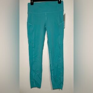 New Lululemon Fast and Free High-Rise Tight 25” Pockets Updated in teal Green 8